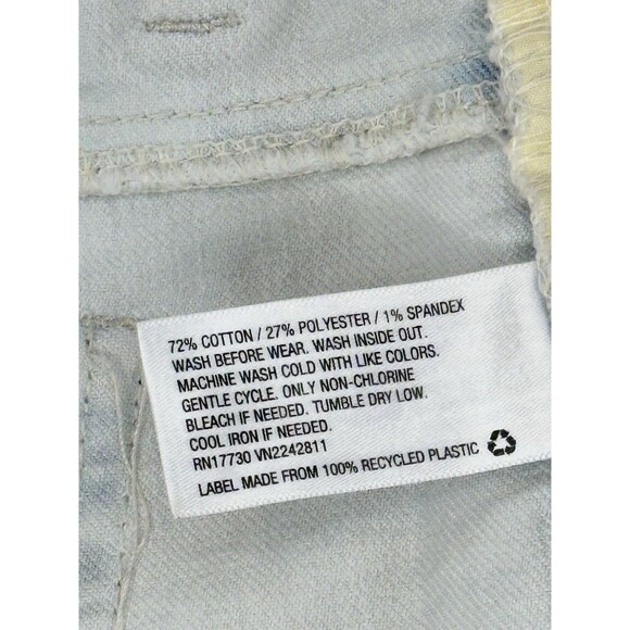 Acid Washed JEAN Shorts High Waist Adjustable Double Button Snap Cuffed Girls M - Picture 6 of 7